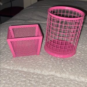 pink penci and eraser holder